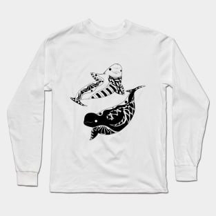 beluga twins in ocean pattern ecopop Long Sleeve T-Shirt